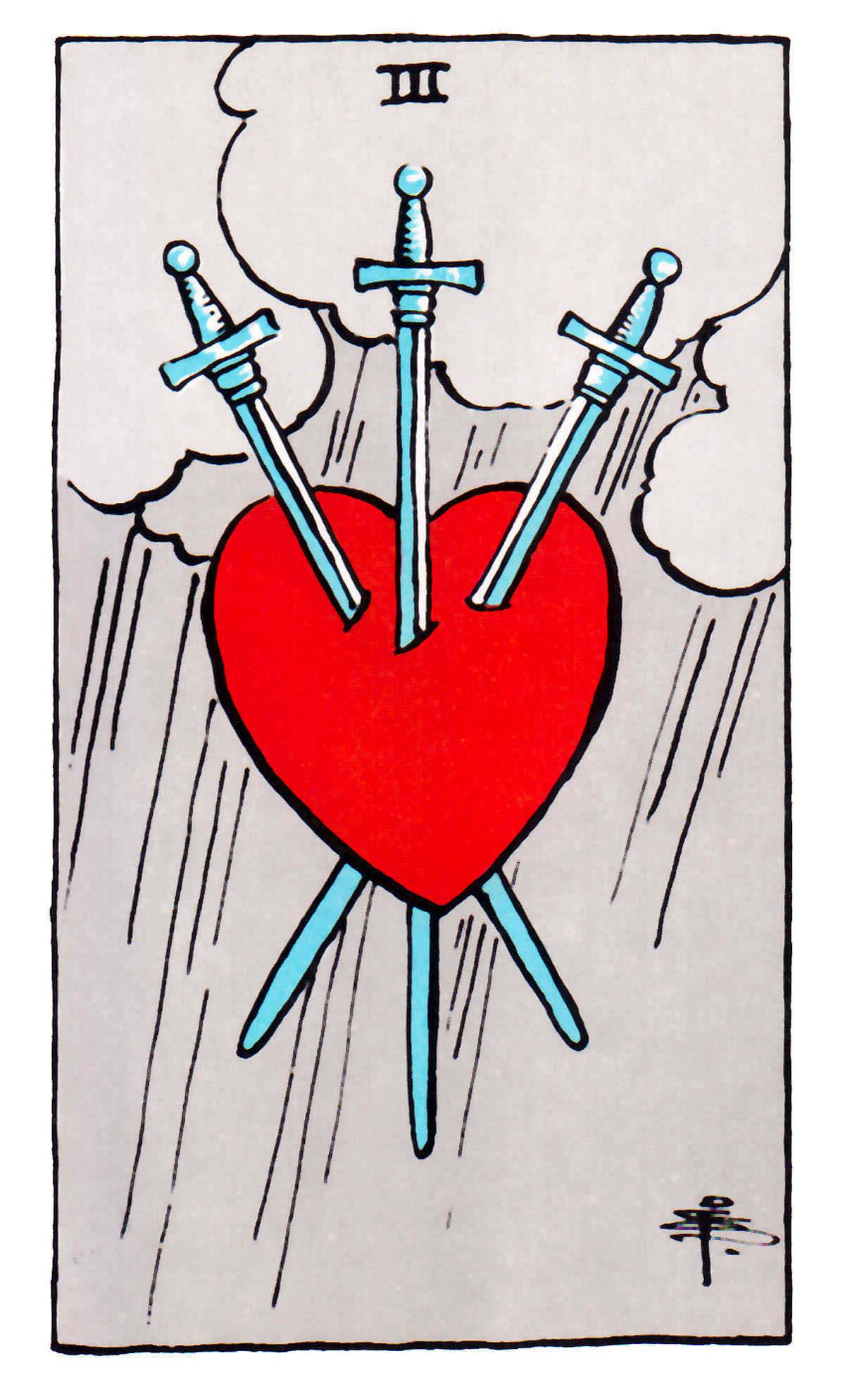 Carta de Tarot Três de Espadas