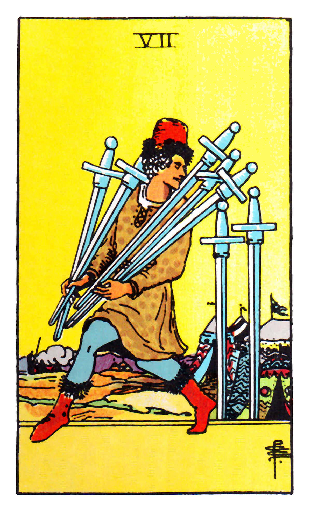 Carta de Tarot Sete de Espadas