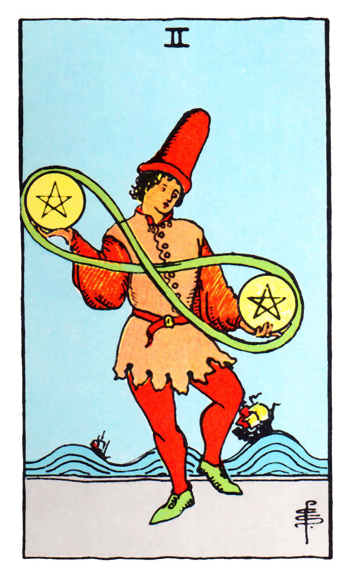 Carta de Tarot Dois de Ouros