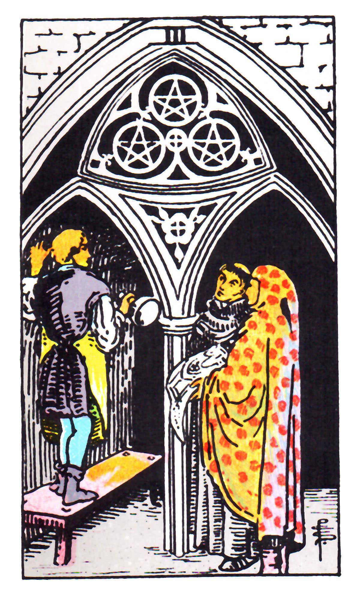 Carta de Tarot Três de Ouros