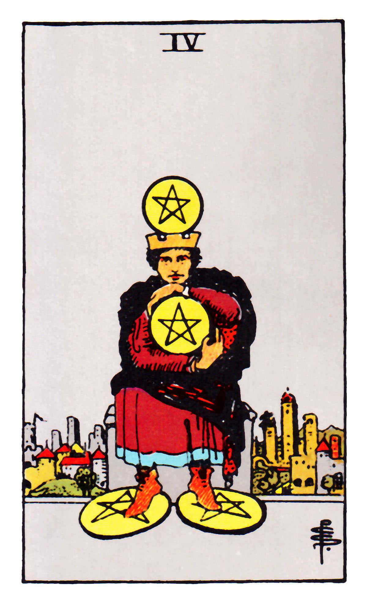 Carta de Tarot Quatro de Ouros