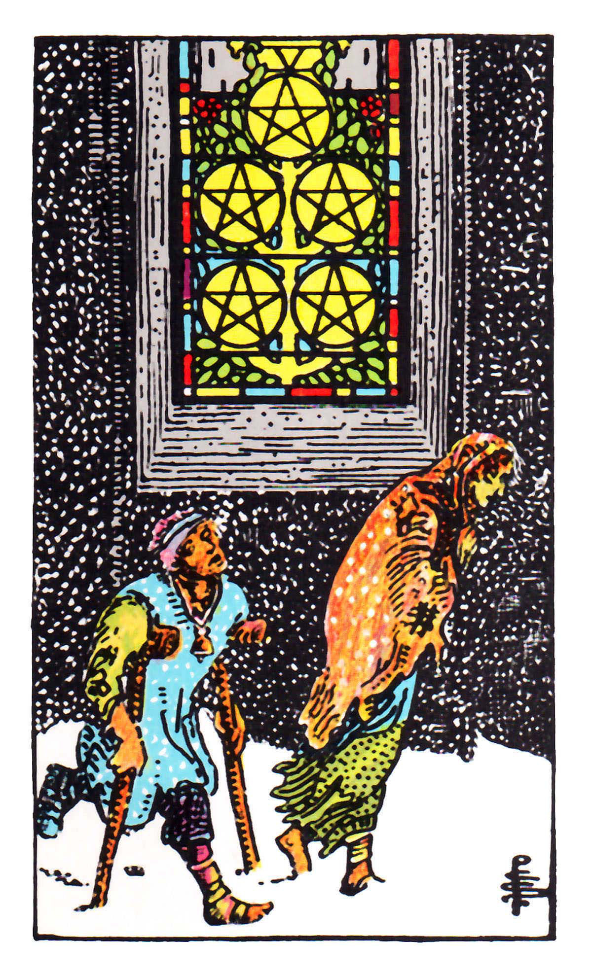 Carta de Tarot Cinco de Ouros