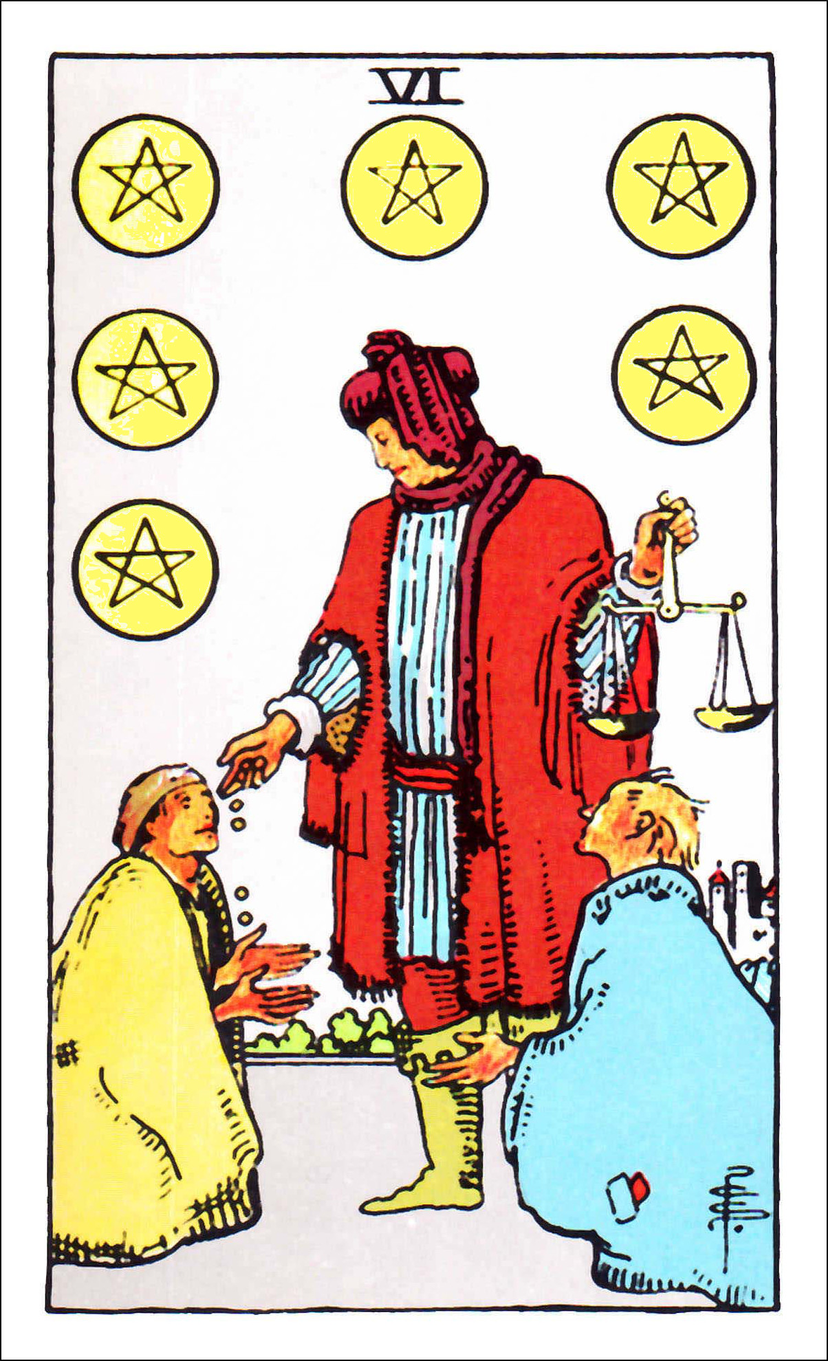 Carta de Tarot Seis de Ouros