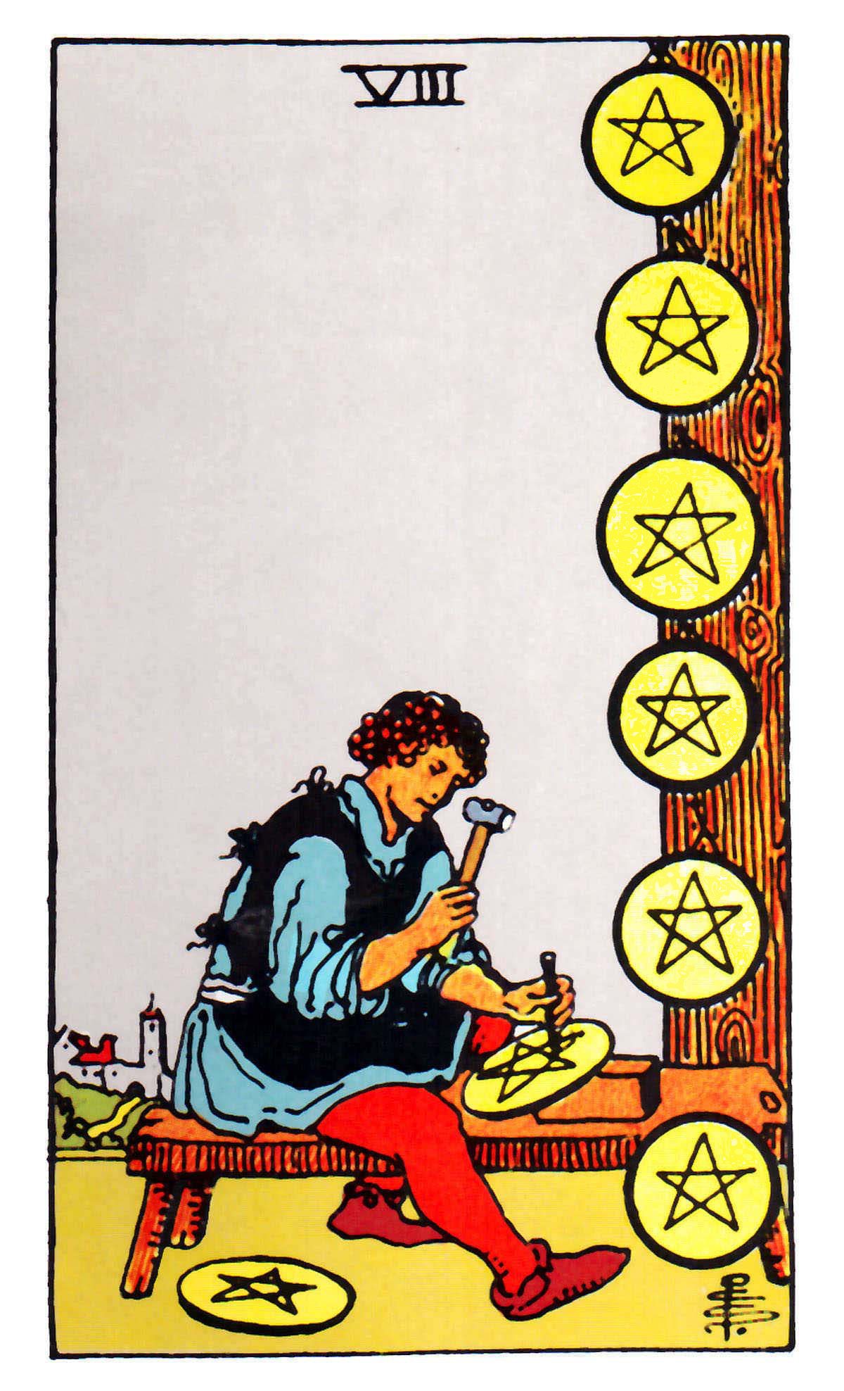 Carta de Tarot Oito de Ouros