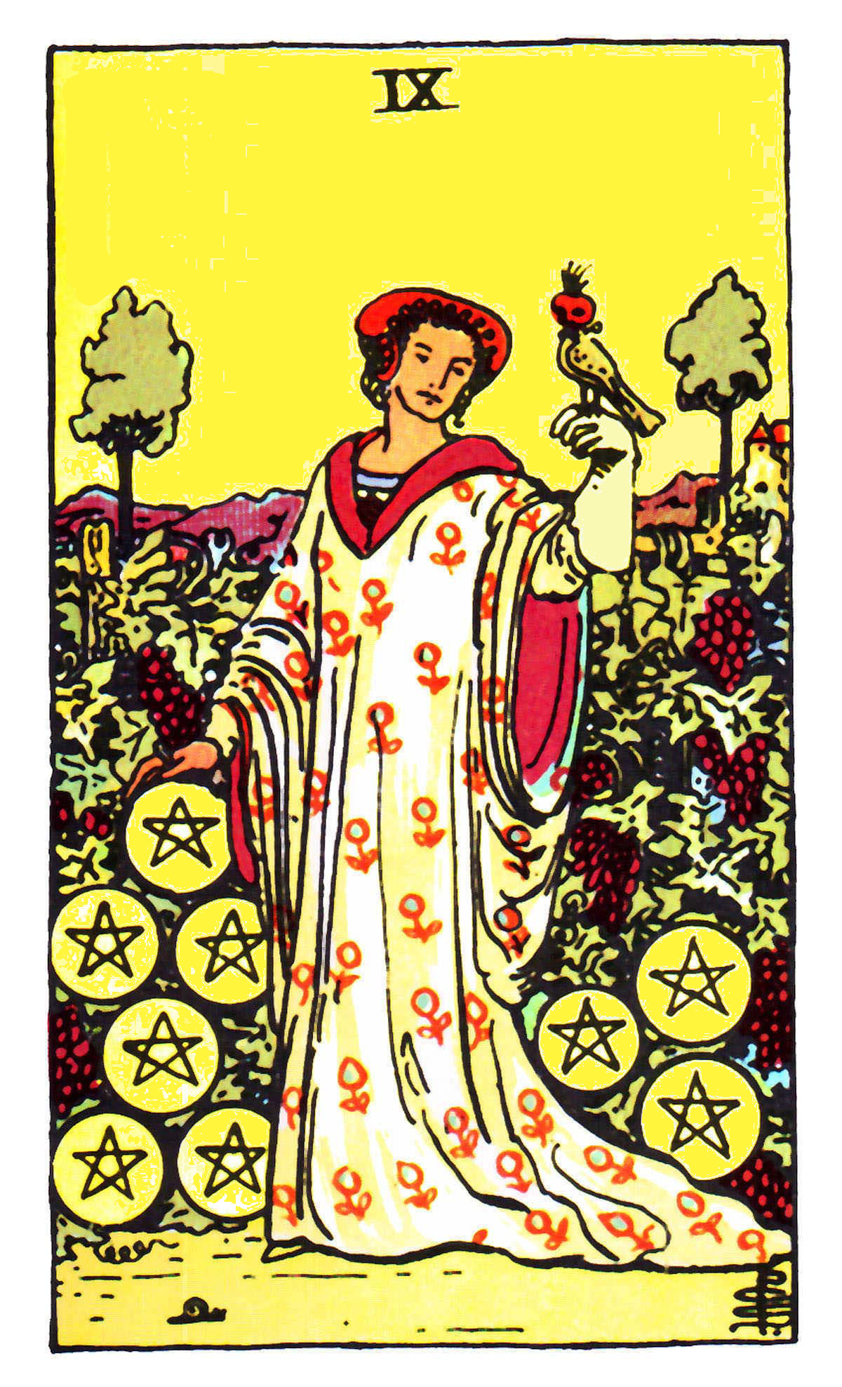Carta de Tarot Nove de Ouros