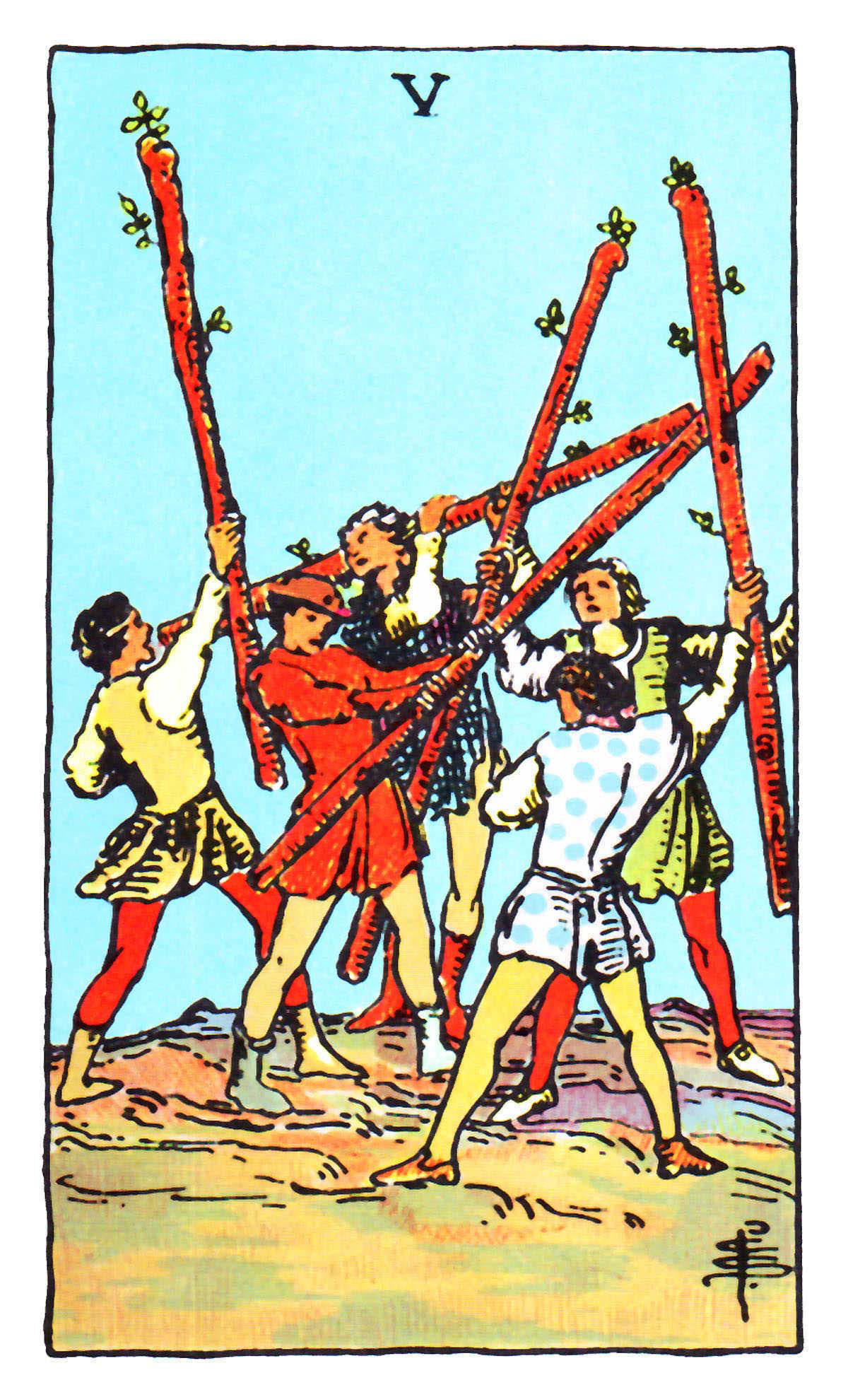 Carta de Tarot Cinco de Paus